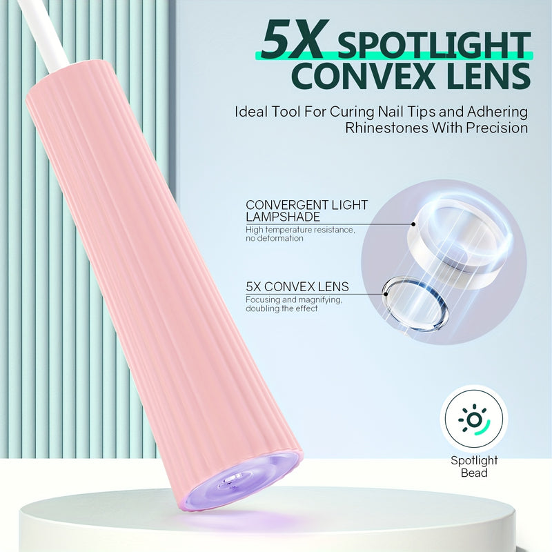 Mini Lámpara de Gel para Uñas - Secador Rápido USB, Diseño Compacto Sin Formaldehído para Manos y Pies, Blanco y Rosa, No Necesita Adaptador, Secado Rápido de Esmalte, Estilo Moderno, Construcción Duradera, Manicura en Casa