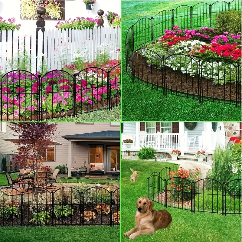 10 paquetes de paneles de valla de jardín de metal - Borde decorativo para jardín, barrera para mascotas a prueba de óxido para jardín, patio, decoración al aire libre