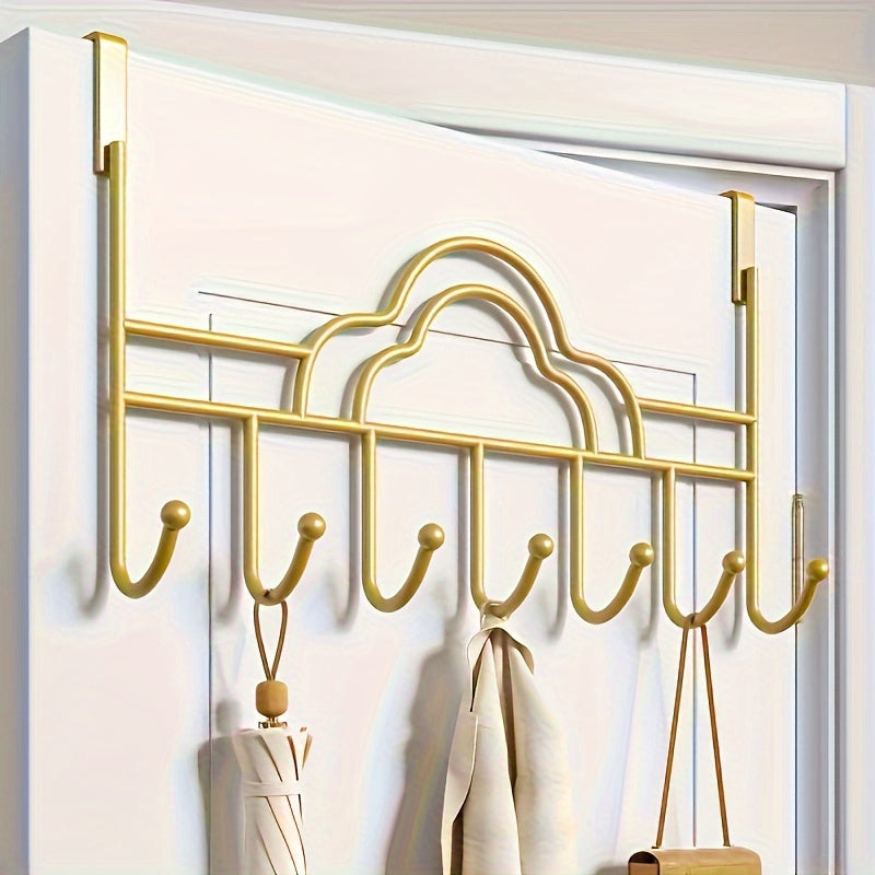 1pc Ganchos de hierro fundido contemporáneo para colgar sobre la puerta, Soportes de metal para toalla, albornoz, abrigo - Solución de almacenamiento para dormitorio en casa