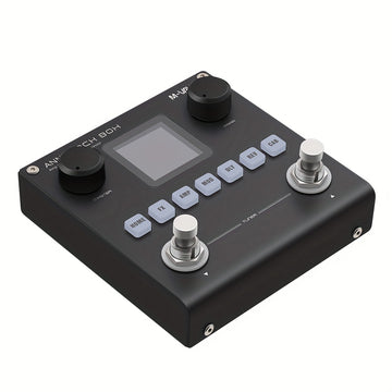 Modelador de efectos portátil para guitarra/bajo con 6 módulos de efectos, 80 presets editables y batería recargable
