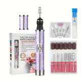Taladro eléctrico portátil para uñas, set profesional de manicura y pedicura con 12 cabezales de pulido y 6 bandas de lijado, control inteligente de 4 velocidades, esencial para un cuidado preciso de uñas