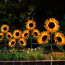 Luces de decoración de girasoles para exteriores, luz solar de girasoles para insertar en el suelo, luces de paisaje de girasoles amarillos en el suelo, luces de decoración de jardín de flores solares.