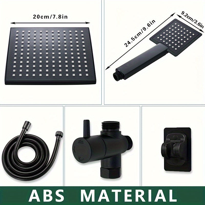Un conjunto de cabezal de ducha de alto flujo ABS, cabezal de ducha de mano dos en uno, manguera extendida, cabezal de ducha distribuidor de agua de tres vías, cabezal de ducha, accesorios de ducha, decoración de regalo de Navidad/Halloween