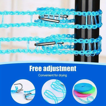 3 piezas de línea de ropa de plástico duradera - Resistente al viento y antideslizante, azul, verde y rosa, 196,85 pulgadas de largo con ganchos de acero inoxidable - Línea de ropa portátil para viajes, camping, hogar y uso hotelero, Línea de ropa para v