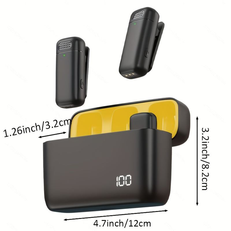 Micrófono inalámbrico profesional de 2 piezas con tecnología de emparejamiento automático, estuche de carga de 48 horas y cancelación de ruido dual. Micrófono inalámbrico plug-and-play, compatible con for iphone, for iPad, for Samsung PC, ideal para entr