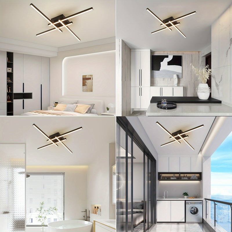 1 pza. Plafón LED Moderno de 20W, Araña de Techo Empotrada de Hierro Negro, Lámpara de Techo Regulable en Blanco Cálido para Dormitorio, Sala de Estar, Estudio, Accesorio de Iluminación para el Hogar