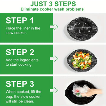 10 piezas de Revestimientos para Olla de Cocción Lenta, Bolsas Desechables para Cocinar en la Cocina, para Ollas Ovaladas o Redondas, Tamaño 33.02*53.34 cm, Ajuste desde 3QT hasta 8QT