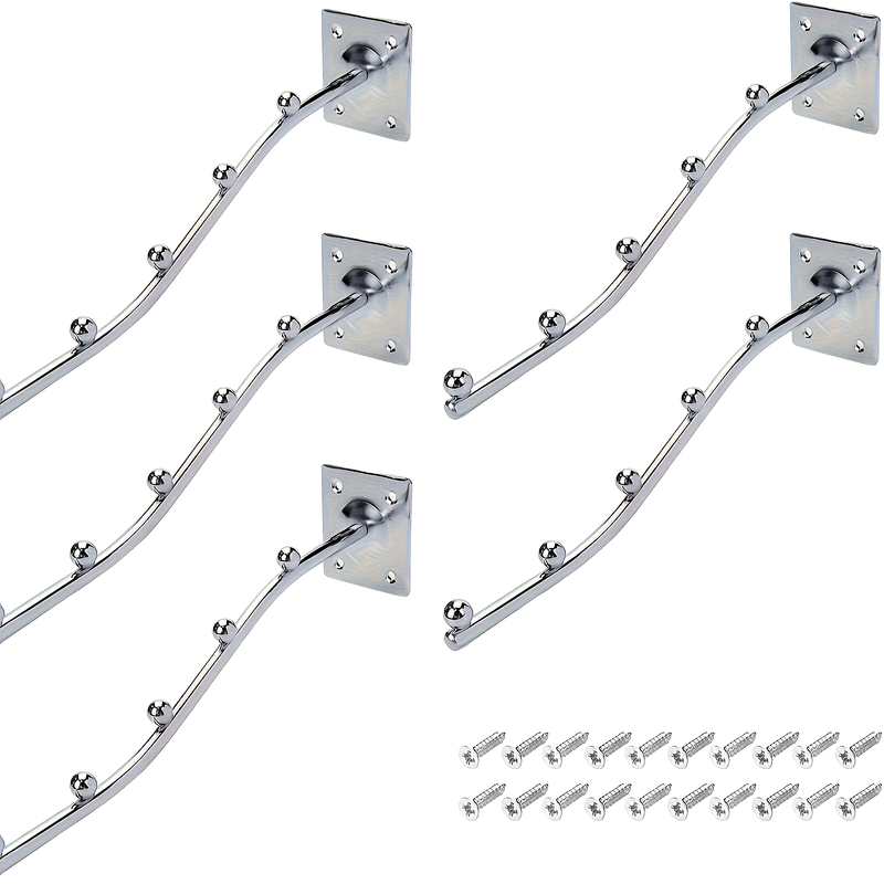5 piezas de ganchos colgantes de metal contemporáneos para pared con 5 cuentas, incluye tornillos, para exhibir ropa