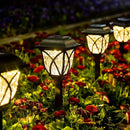 2pcs Luces de Jardín con Energía Solar, Material PP Duradero, Iluminación Exterior Impermeable para Césped con Acabado Metálico Antiguo, Iluminación de Caminos Eficiente en Energía