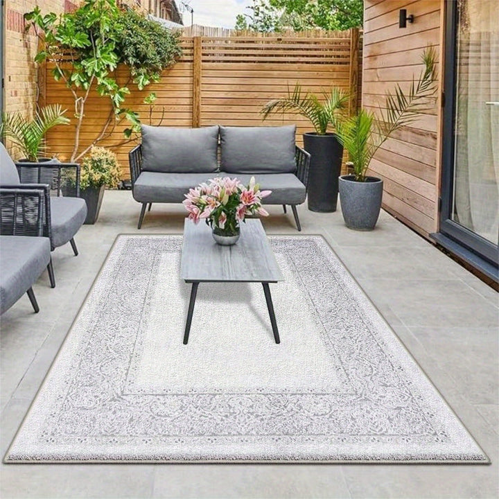 Alfombra de Lujo Seven Deer - Ultra Suave 851g/m², Lavable a Máquina en Poliéster Antideslizante con Diseño Geométrico Crema para Patio, Camping y RV - Decoración Ligera y Duradera Fácil de Cuidar