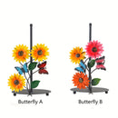 Soporte de toallas de papel con diseño de girasol, base decorativa para pañuelos con detalles de mariposas para cocina y baño - 1 unidad