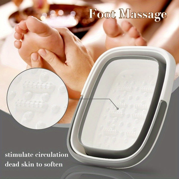 Cestillo de lavandería y baño de pies plegable - Cubo de inmersión de pies de plástico duradero con mango ergonómico, inmersión de pies/manos portátil, diseño que ahorra espacio, fácil de limpiar, esenciales para el autocuidado, baño de inmersión de pies