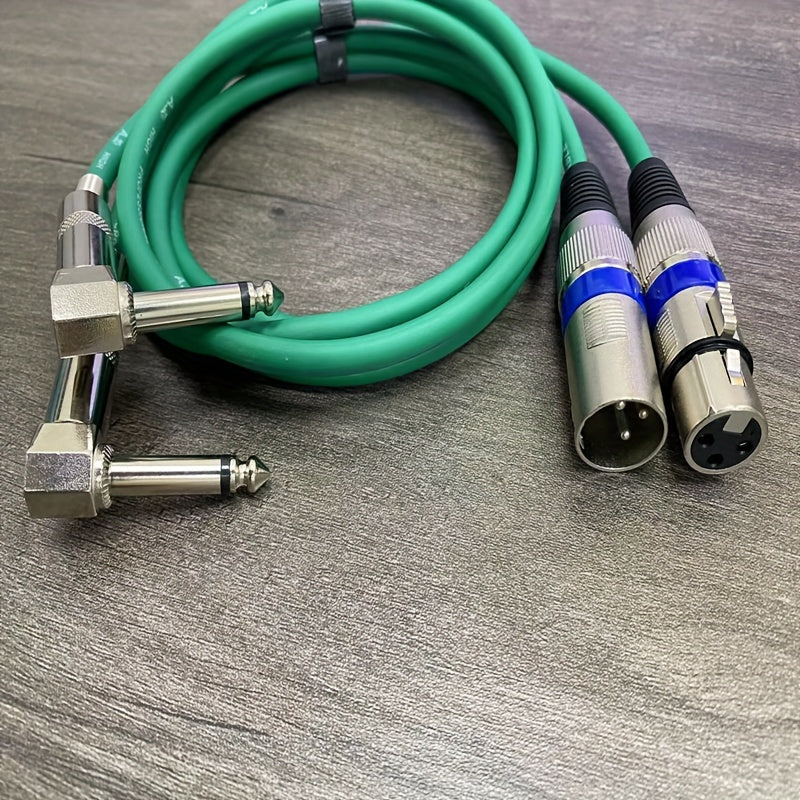Cable de Audio de Alta Calidad de 6.5mm Macho a Hembra con Conector de Ángulo Recto - Esencial para la Afinación de Micrófonos, Fiestas y Eventos Festivos, Cable Coaxial Verde Duradero