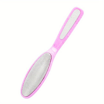 Removedor Manual & Amoladora para Pies/Manos - Cepillo Exfoliante de Doble Propósito con Mango Rosa, Sin Necesidad de Electricidad - Pedicura, Manicura, Uso en Casa o Salón - Herramienta Duradera para el Cuidado del Pie y Eliminación de Cutículas Muertas