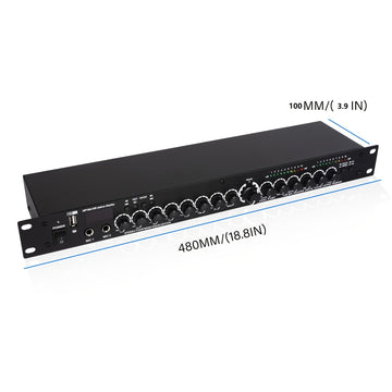 Procesador de audio digital profesional con mezclador, multiefectos, DSP y ecualizador.