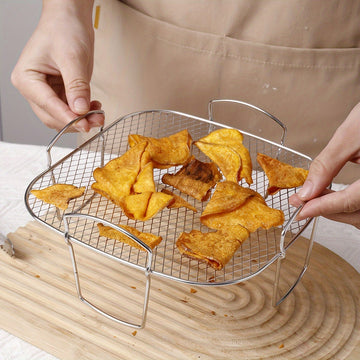 1pc Rejilla De Barbacoa De Acero Inoxidable 304, Rejilla De Drenaje De Aceite, Rejilla De Horno Cuadrada, Rejilla De Filtro De Aceite Vertical Accesorios Para Freidoras De Aire