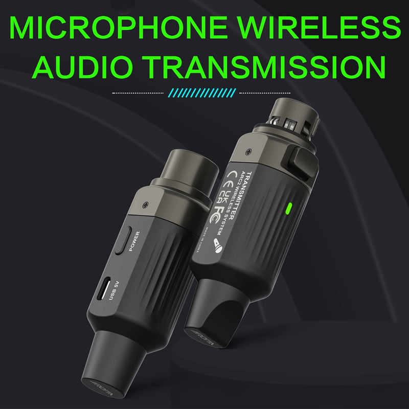 AROMA ARC2 Transmisor Receptor sin varillas Micrófono Dinámico 657~663MHz, Transmisión de Audio Cableado a Inalámbrica con Carga para Escenario y Actuaciones, Solo EE. UU