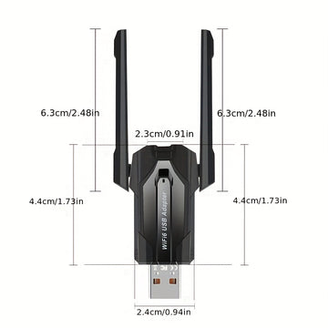 AX900 WiFi6 Dual-Banda 2.4G/5G Adaptador USB3.0 WiFi con Antenas de 5Dbi - Compatible con 802.11ax, Velocidad de 900Mbps, Plug & Play, Sin Controlador, Conexión Inalámbrica de Escritorio y Portátil Confiable, Adaptador Inalámbrico para Portátil | Diseño