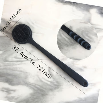 Exfoliador de espalda ergonómico de silicón suave, cepillo de baño con mango largo para limpieza suave, diseño en forma de S para limpieza dirigida, ideal para spa y ducha, cepillo para ducha
