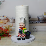 Soporte para Toallas de Papel de Resina con Diseño de Chef y Uva - Montaje en Encimera para Decoración de Cocina y Comedor