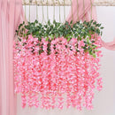 12 Piezas, Flores Colgantes, Decoración Artificial Para Bodas, Guirnalda De Glicina, Exuberantes Enredaderas De Flores De Seda Para Decoración De Bodas Al Aire Libre, Arco De Fondo, Fiesta, Sala, Pared