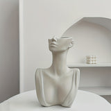 1pc Jarrón Blanco Creativo De Estilo Nórdico Jarrón De Cara Moderno Decorativo Simple Para Oficina Y Hogar