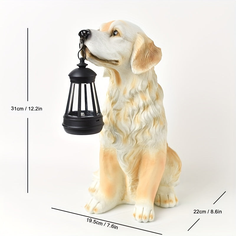 1pc Estatua de Perro Solar para Jardín - Decoración Exterior con Luces Solares, Escultura de Resina Adorable para Patio o Terraza, Regalo Festivo que Añade Ambiente a tu Huerto
