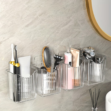1 Estante De Almacenamiento Para Pasta De Dientes Y Cepillos De Dientes, Caja De Almacenamiento Montada En La Pared, Tubo De Almacenamiento Para Maquinilla De Afeitar, Cesta De Almacenamiento Multifunción Para Baño, Accesorios De Baño
