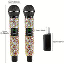 Micrófono Dinámico Inalámbrico de Colores Cristalinos, Micrófono y Receptor Recargables, para Karaoke, Canto, Discurso, Bodas