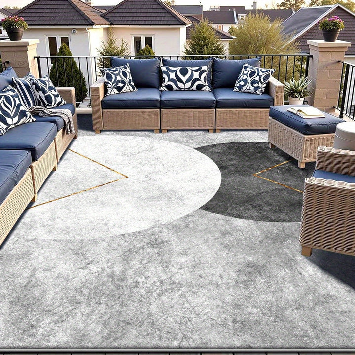 Siete Ciervos Alfombra de Exterior de Lujo de Veludo - 850g/m² Suave, Duradera y Lavable en Máquina, Alfombra Rectangular para Patio de Jardín con Patrones Geométricos para Patio, Balcón, Comedor al Aire Libre y Picnic - Disponible en Varios Tamaños, Dec