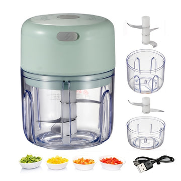 Prensa de ajo eléctrica mini USB recargable de 100 ml/250 ml y molinillo de carne - 1500 RPM, 36 V, plástico PP duradero, herramienta de cocina compacta para preparación rápida y fácil de comidas, trituradora de ajo, diseño elegante, diseño transparente