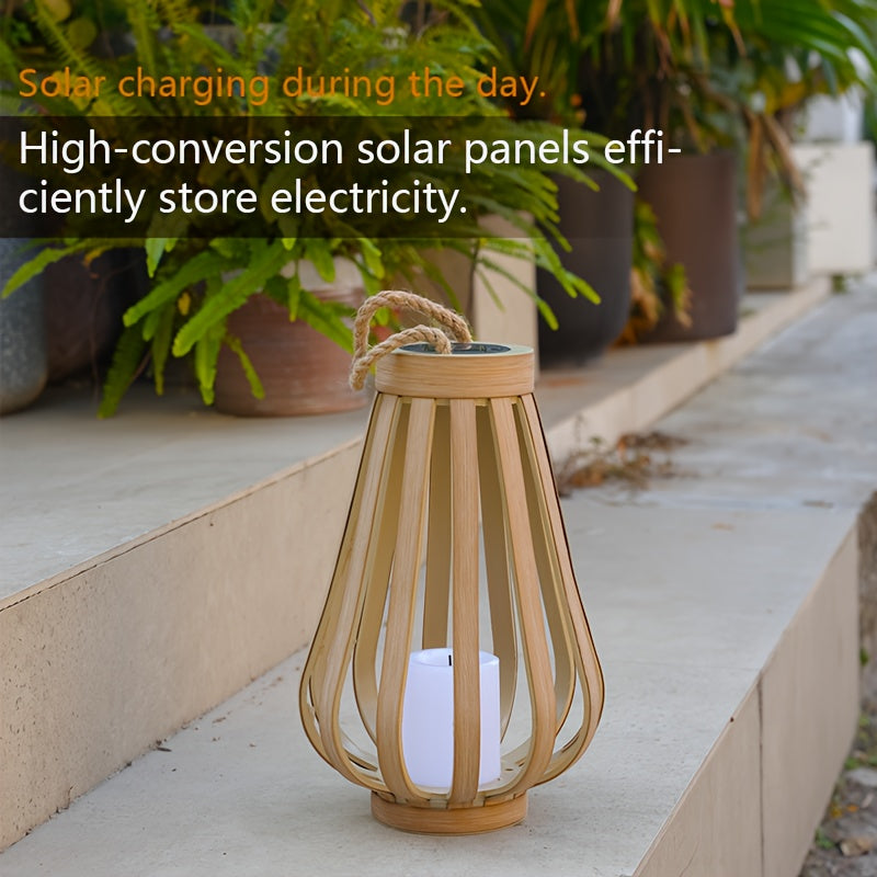 Jarrón Colgante de Madera con Energía Solar de 44 cm, Dos Tamaños Disponibles, Ideal para Iluminación en Exteriores, Parques y Terrazas, Decoraciones para Halloween y Navidad, IP44
