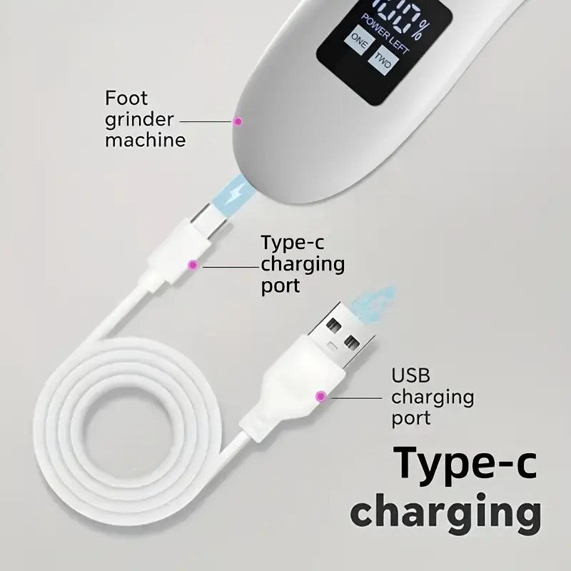 Kit de eliminación de pies eléctricos recargable con 5/6 cabezas de molienda de repuesto o 10 herramientas de pedicura, kit de eliminación eléctrica, herramienta profesional de cuidado de pies para piezas muertas, beige y duras, con soporte para lavado c