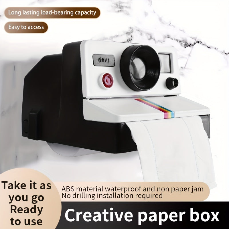 Portarrollos de papel higiénico creativo, soporte para caja de pañuelos sin marcas, plástico, autoadhesivo, con instrucciones de instalación e instalación gratuita incluida