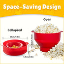 Preparador de Palomitas para Microondas - Tazón de Silicona, Diseño Plegable, Apto para Lavavajillas y Microondas, Gran Capacidad de 3L, Sin PVC Tóxico, Ahorra Espacio para Hogar, Fiestas y Noches de Película - Rojo, Ideal para Uso Familiar, Máquina de P