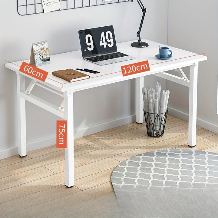 Mesita Plegable Moderna Blanca - Fácil de armar, diseño compacto ideal para oficinas en casa y dormitorios, estructura de madera maciza con estante incluido, estilo moderno, sin necesidad de energía eléctrica, uso todo el año