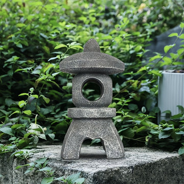 Linterna Solar Pagoda Zen Retro con Agujero Redondo, Ideal para Patios, Jardines, Césped y Escalones - Regalo Perfecto para Fiestas