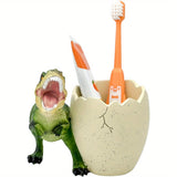 Llavero de cepillo de dientes de dinosaurio lindo - Diseño de resina fácil de limpiar para baño y, ideal para cepillos de dientes y papelería, organizador de baño | Diseño juguetón | Llavero de cepillo de dientes duradero, accesorios de baño de dinosaurio