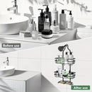 Organizador de Baño Colgante Ajustable de 3 Niveles en Negro con Ventosas - Sin Taladro, con Ganchos y Plato para Jabón, Soporte de Ducha, Cesta