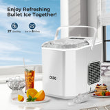 Fabricadora de hielo portátil CKGKO 2025, hace hielo en 6-8 minutos, silenciosa, ideal para casa, cocina, camping, RV, incluye cuchara y canasta para hielo, perfecta para viajes, actividades al aire libre y maratones, diseño moderno y duradero