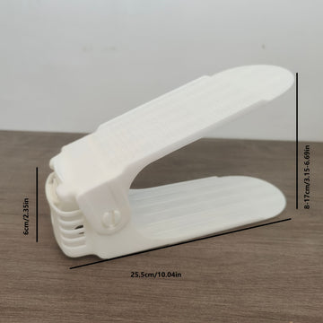 12 piezas de organizadores de zapatos de plástico ajustables, práctico organizador multiusos para entrada, sala, dormitorio, baño, hogar y residencia estudiantil - Blanco