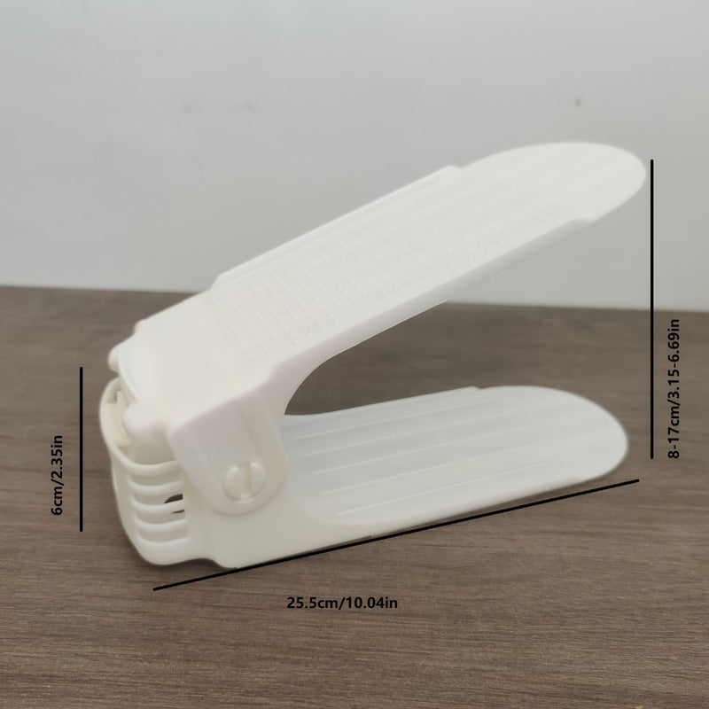 12 piezas de organizadores de zapatos de plástico ajustables, práctico organizador multiusos para entrada, sala, dormitorio, baño, hogar y residencia estudiantil - Blanco