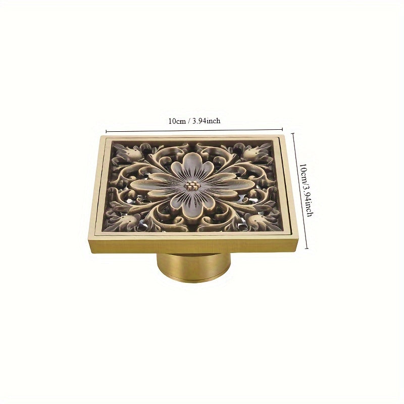 1pc Desagüe De Piso Retro Y Antiguo, Núcleo De Desagüe De Piso De Ducha, Colador De Desagüe De Ducha Cuadrado, Filtro De Cubierta De Desagüe Multifuncional Para Baño En Casa, Decoración Del Hogar, Accesorios De Baño