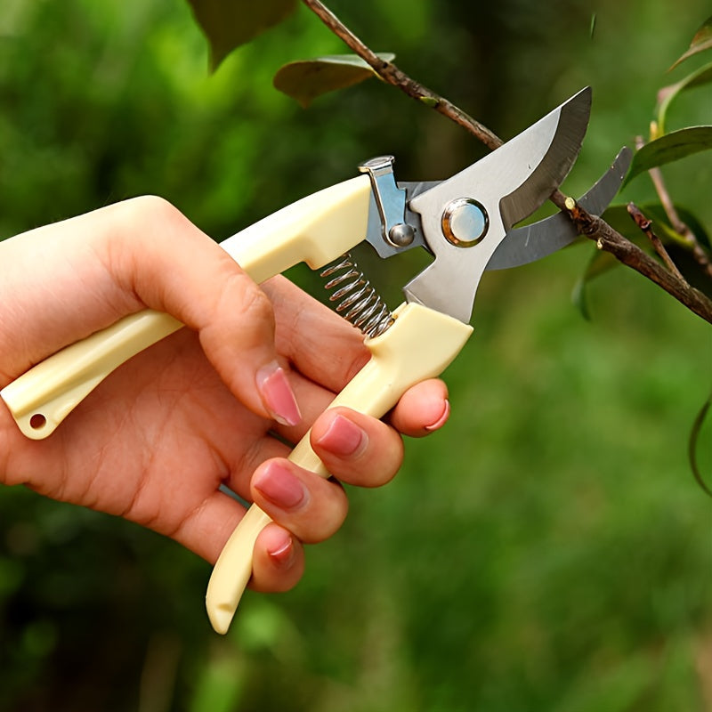 1 Pieza, Tijeras De Jardín De Acero Inoxidable, Reparación De Ramas De Flores, Recolección De Frutas, Plantas De Jardinería, Tijeras De Cabeza Recta Y Codo Cómodas, De Uso Múltiple Que Ahorran Trabajo