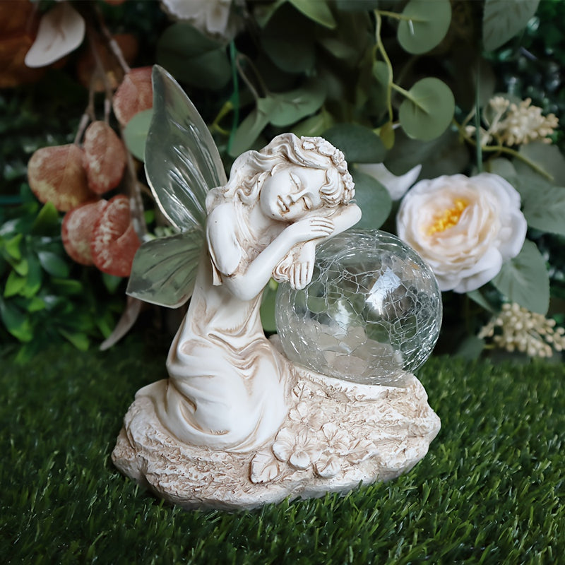Luces Solares de Jardín Ángel Elegantes: Diseño Sagrado con Cambio de Colores, Regalo Perfecto para Ancianos