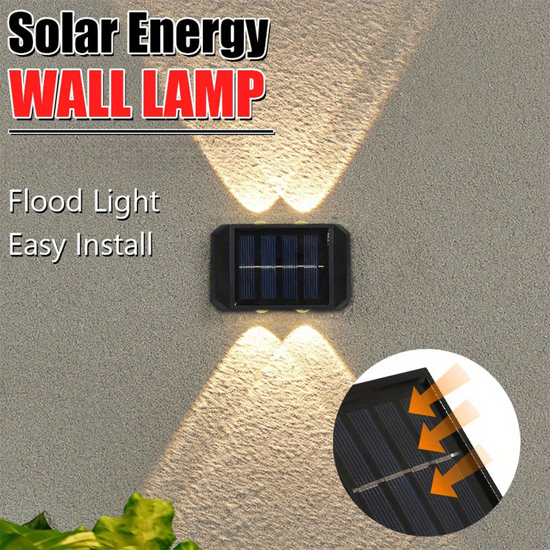 Compra 4 luces solares de pared y obtén 3 lámparas USB gratis. Luces LED solares de 4/6/8 con iluminación ascendente-descendente para jardín, balcón o decoración callejera. Fácil instalación, alta luminosidad que destierra la oscuridad