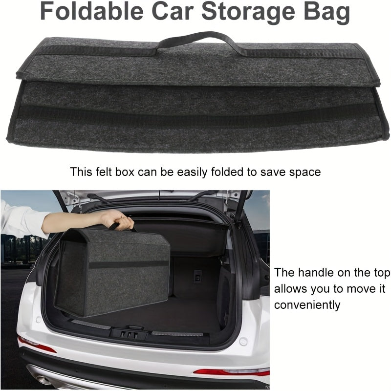 Caja de almacenamiento para maletero de coche, caja de almacenamiento portátil para interior de coche, caja de almacenamiento plegable de tela de lana, contenedor de almacenamiento y organización para vehículos, adecuado para SUV, camiones, furgonetas y