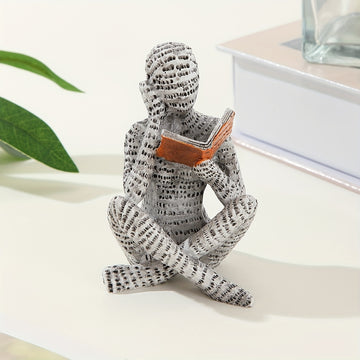 1 Pieza, Estatua De Resina De Mujer Leyendo Abstracta, Estilo Decoración Moderno Escandinavo, Figurita Pensativa Para Amantes De Los Libros, Escultura De Escritorio Para Dormitorio Y Sala De Estar, Decoración Del Hogar