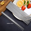 1/5 par de palillos de acero inoxidable, palillos antideslizantes para Sushi, palillos de Metal para comida japonesa y coreana, juego de cubiertos de cocina
