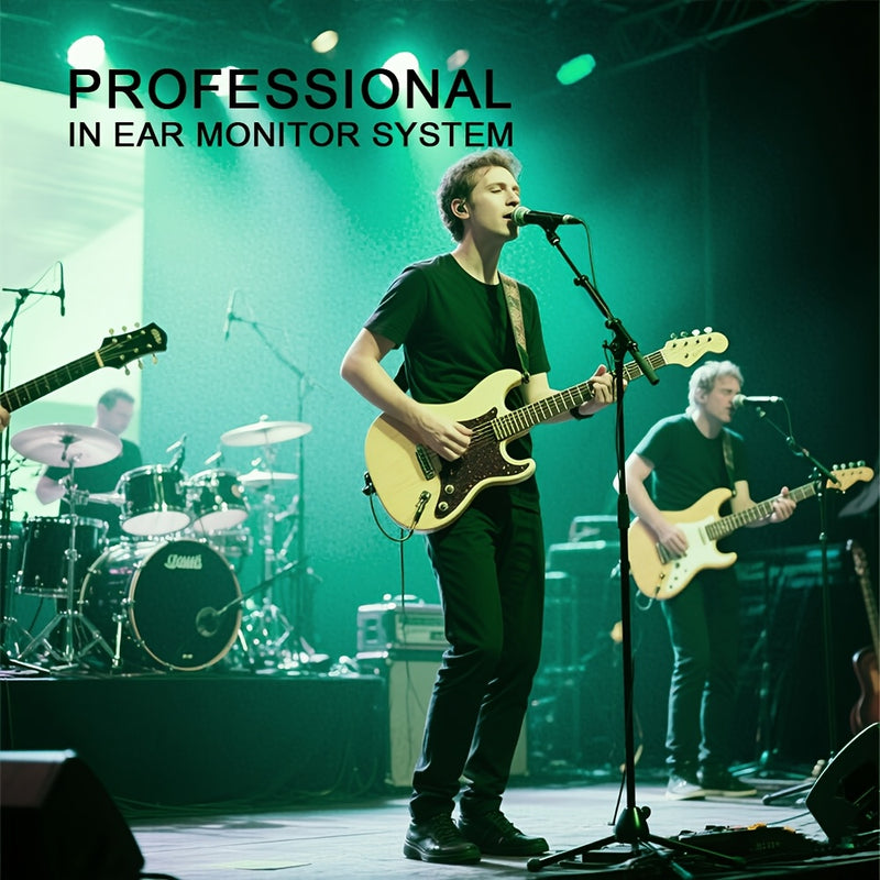 LMBGM UHF Profesionales Auriculares Inalámbricos, Carga USB, Fácil de Monitorear, Pantalla de Color TFT, 16 Frecuencias Seleccionables, Función de Ganancia de Audio, Adecuados para Conciertos, Estudios de Grabación, Representaciones de Escena, Actividade